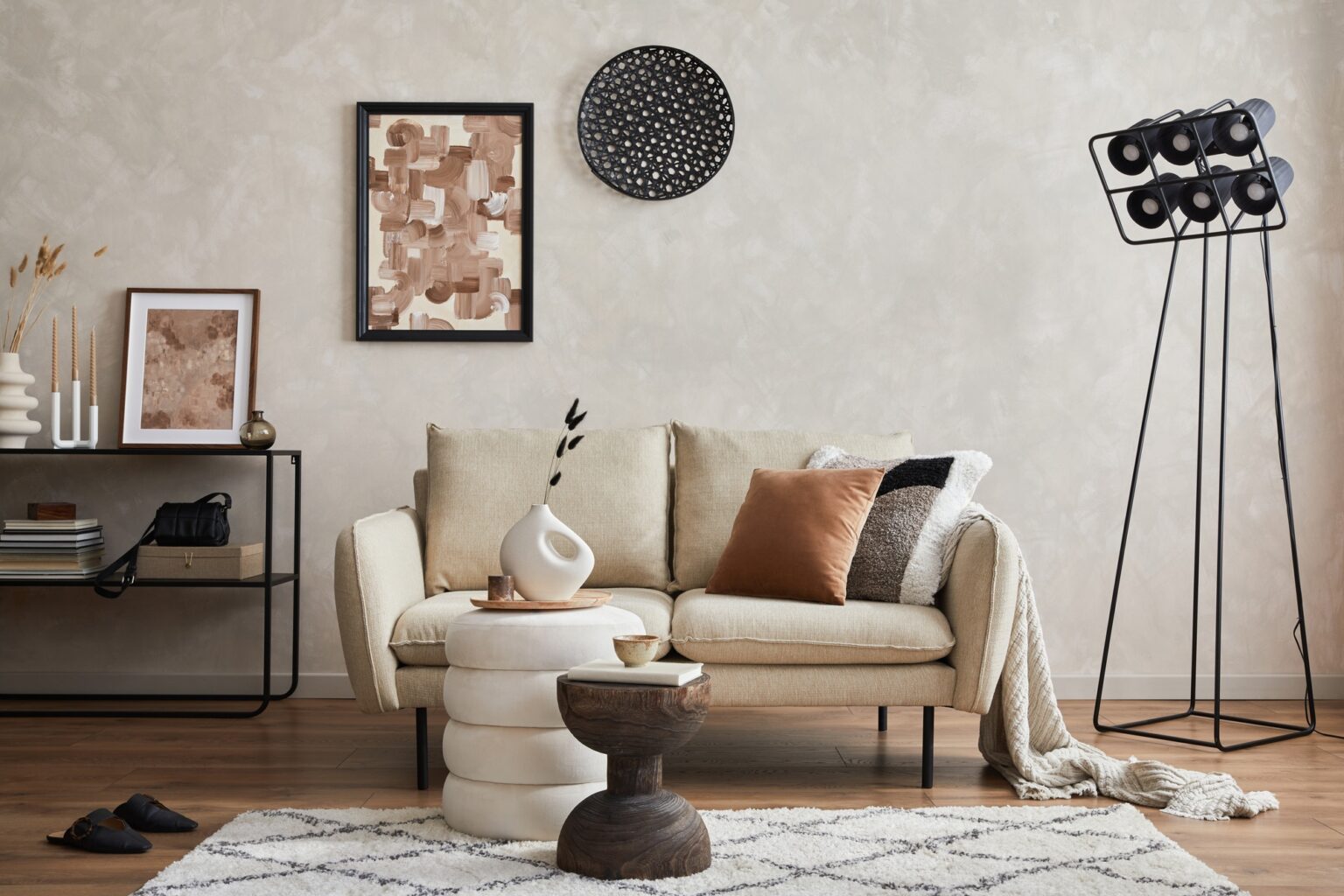 Modern minimalistic living room interior design